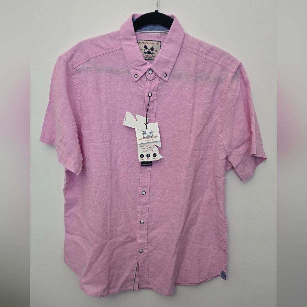 NEW Report Collection Men's Light Pink Casual Button Down Shirt